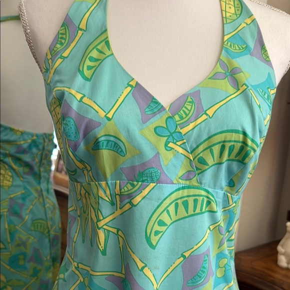 Lilly Pulitzer Resort Halter Dress in Blue and Green - Picture 2 of 9